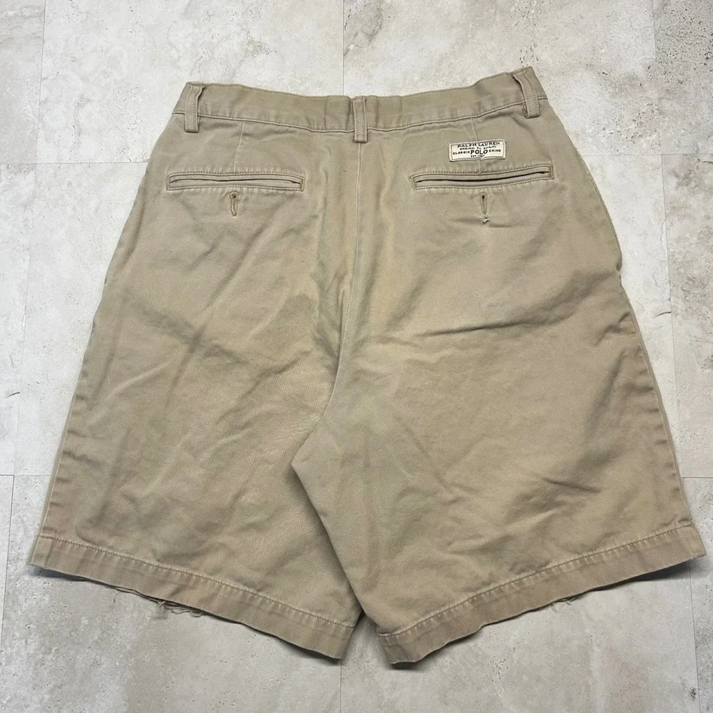 Polo Ralph Lauren Tyler Short Khaki Tan Mens 32 Pleated Cotton Chino Casual